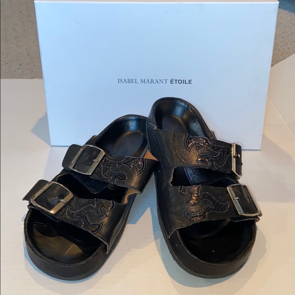 Isabel Marant - cholita black leather slides